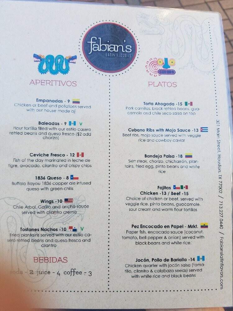Fabian's Latin Flavors - Houston, TX menu_pic