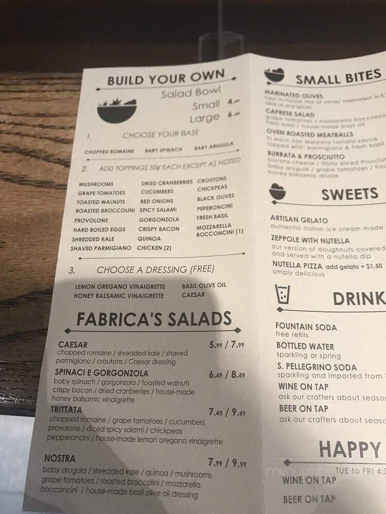 Fabrica Pizza - Saint Petersburg, FL menu_pic