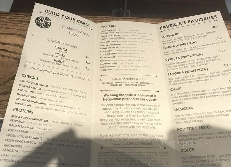Fabrica Pizza - Saint Petersburg, FL menu_pic