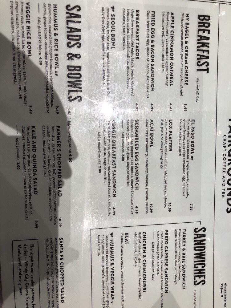 Fairgrounds Coffee and Tea - Chicago, IL menu_pic