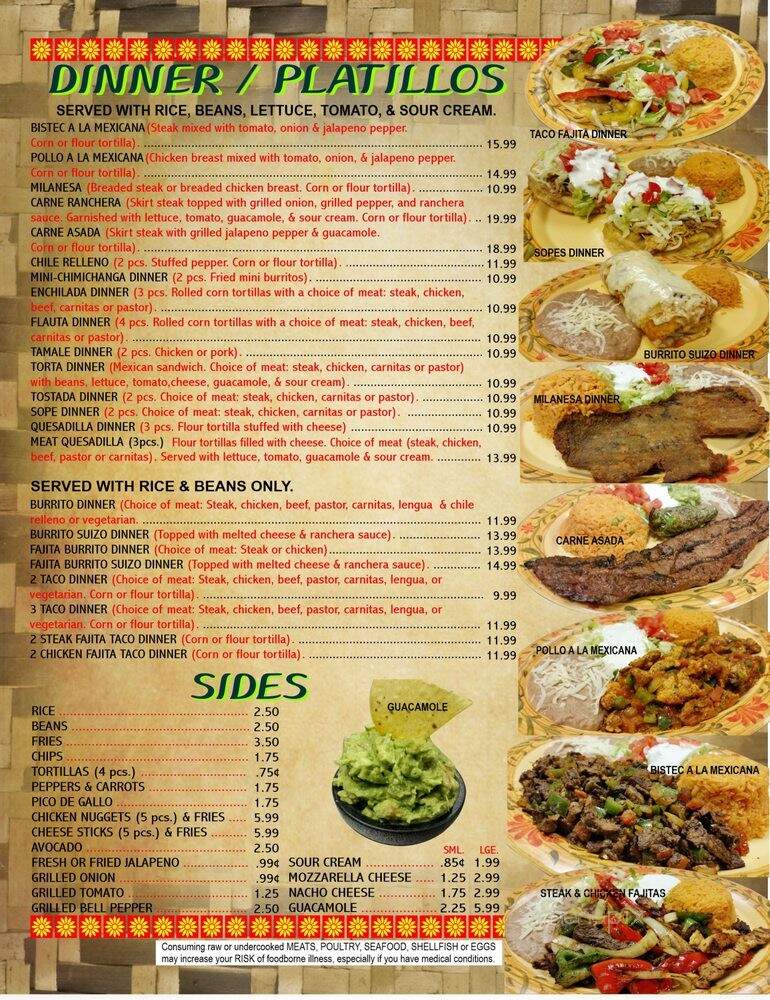 Fajitas Mexican Restaurant - Mokena, IL menu_pic