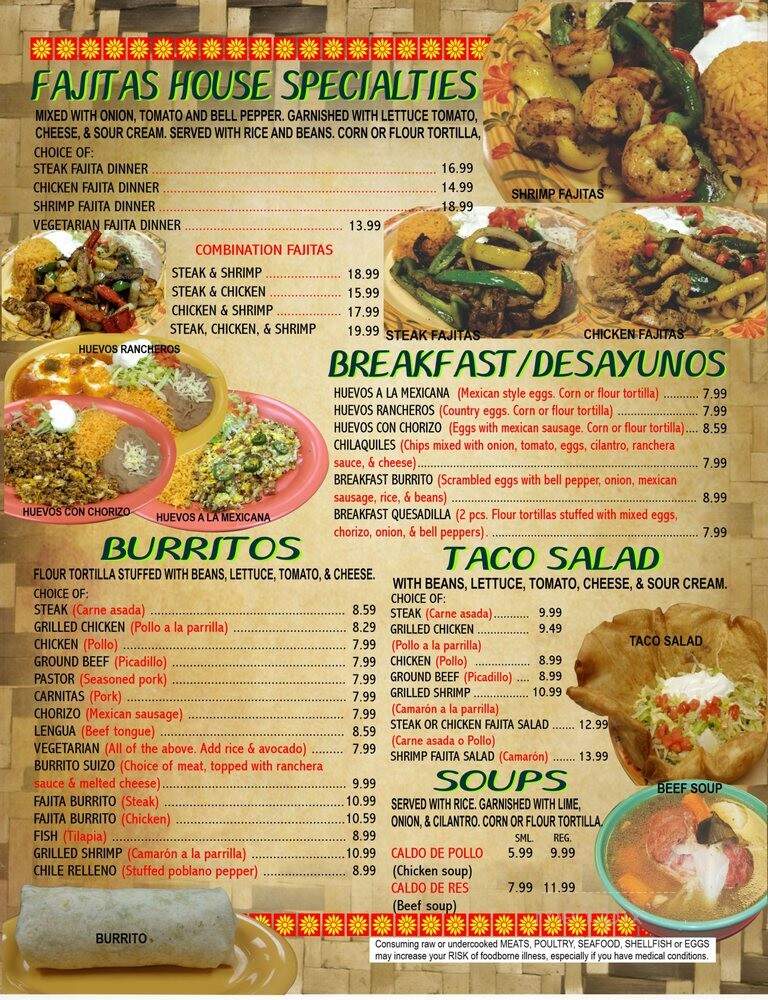 Fajitas Mexican Restaurant - Mokena, IL menu_pic