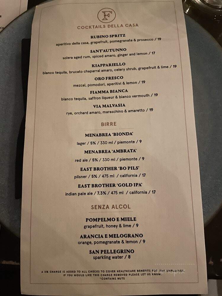 Felix Trattoria - Los Angeles, CA menu_pic