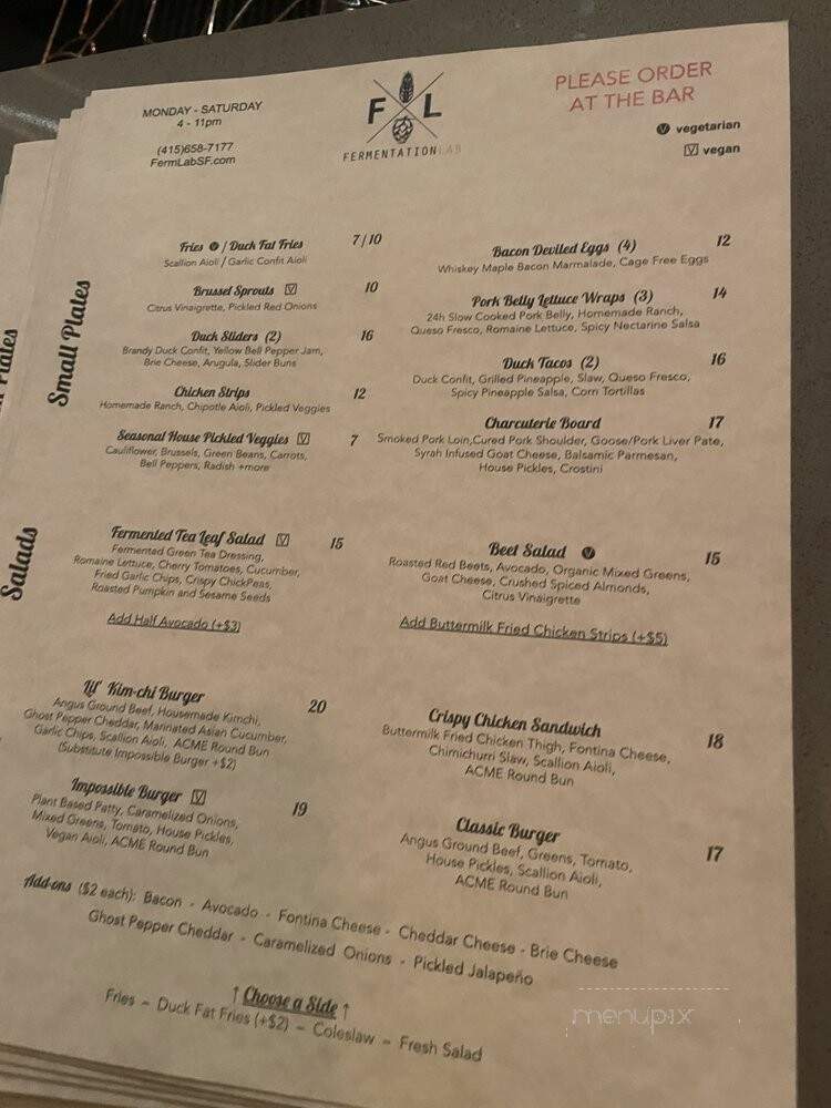 Fermentation Lab - San Francisco, CA menu_pic