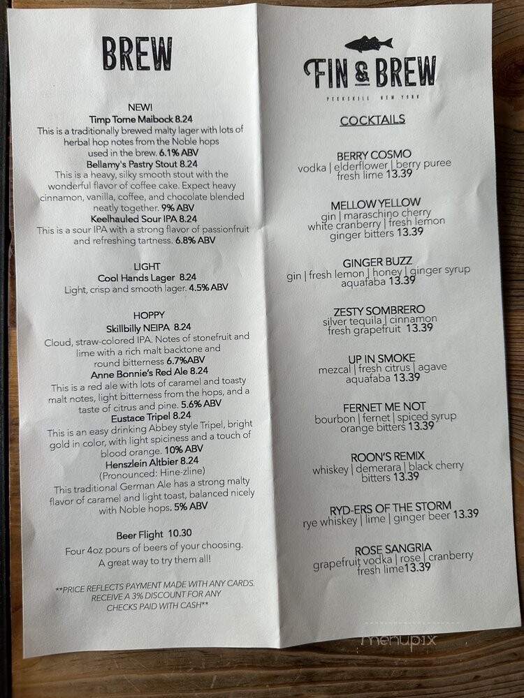 Fin & Brew - Peekskill, NY menu_pic