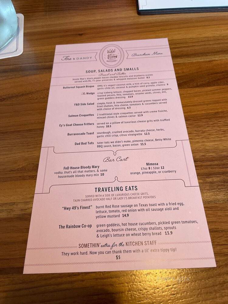 Fine & Dandy - Jackson, MS menu_pic
