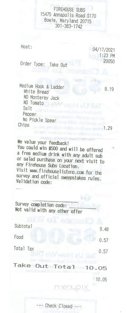 Firehouse Subs - Bowie, MD menu_pic