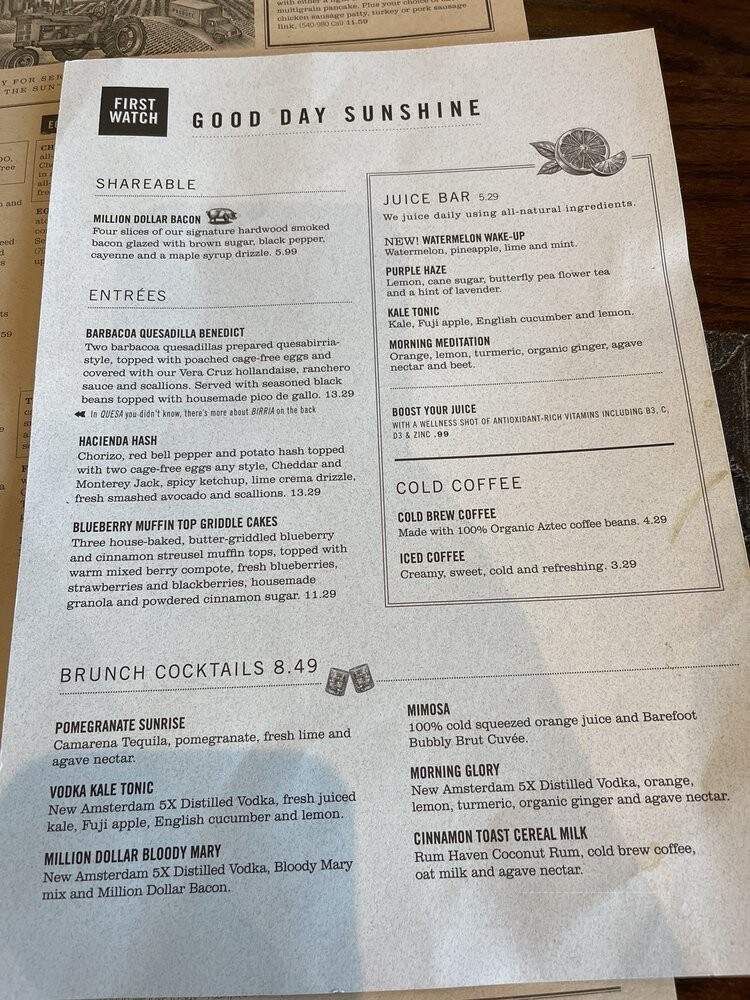 First Watch - Sarasota, FL menu_pic