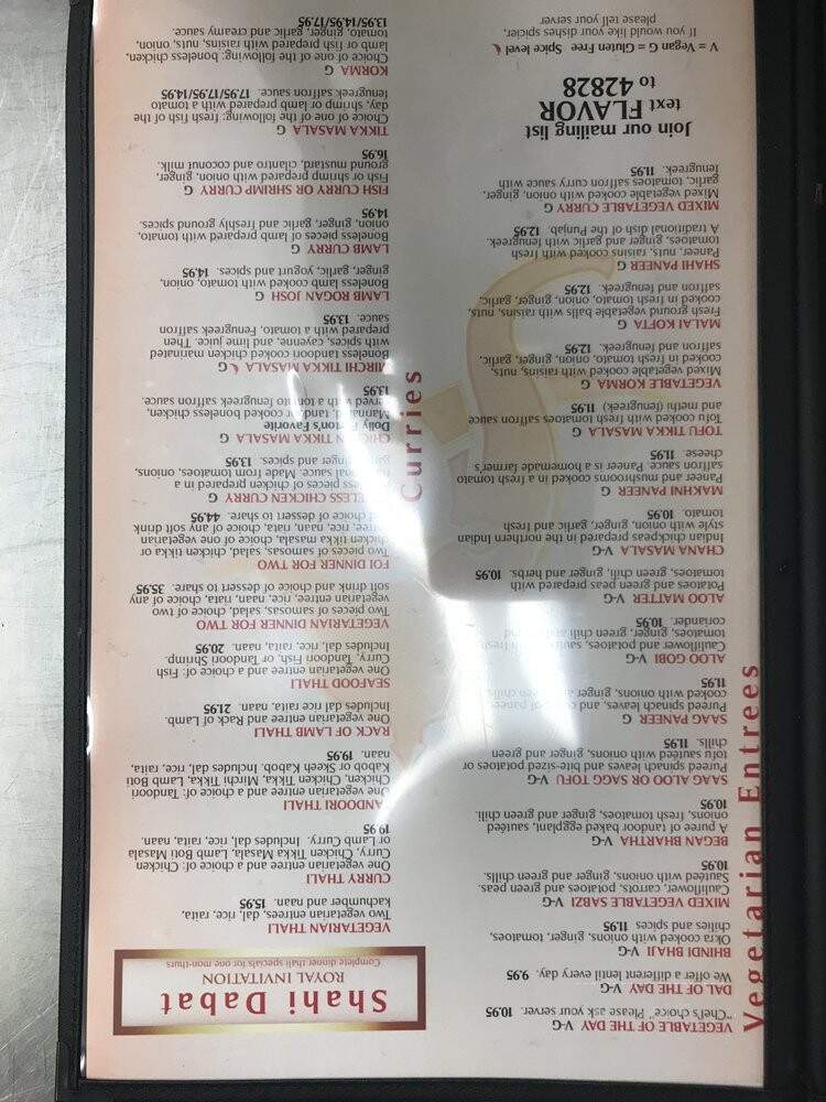 Flavor of India - West Hollywood, CA menu_pic