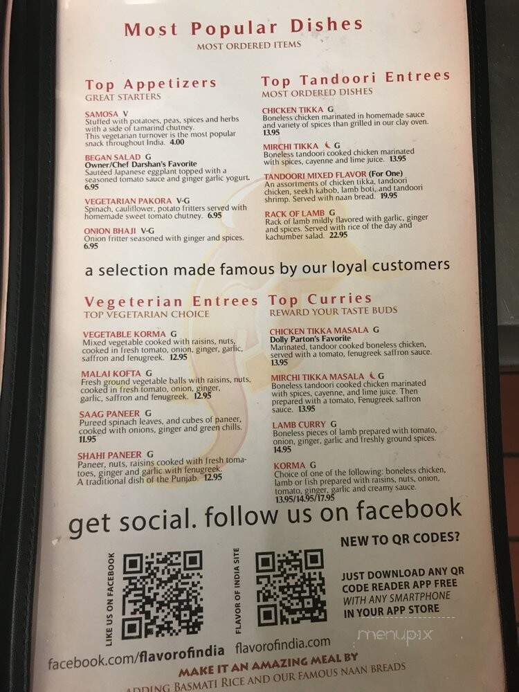 Flavor of India - West Hollywood, CA menu_pic