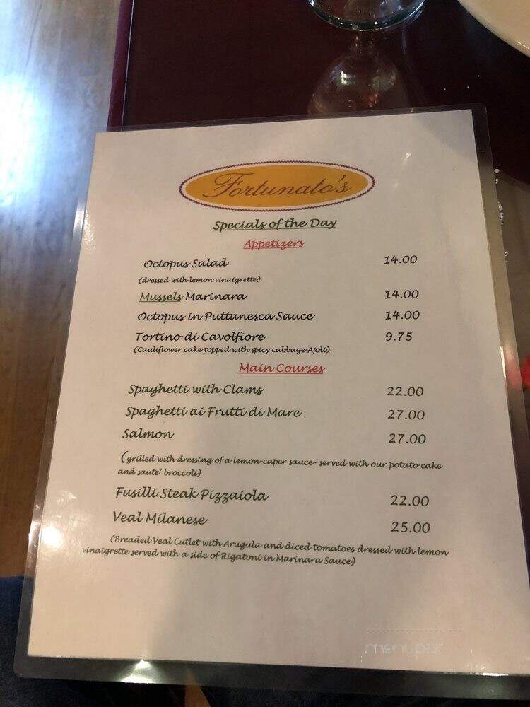 Fortunato's - Woburn, MA menu_pic