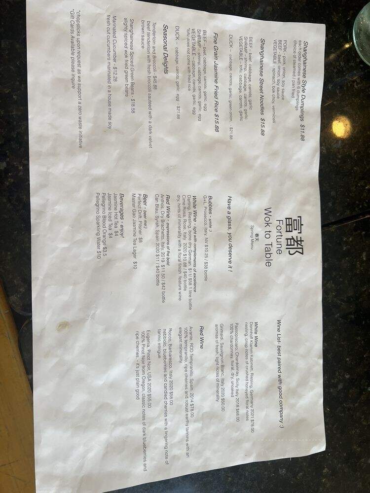 Fortune Wok to Table - Denver, CO menu_pic