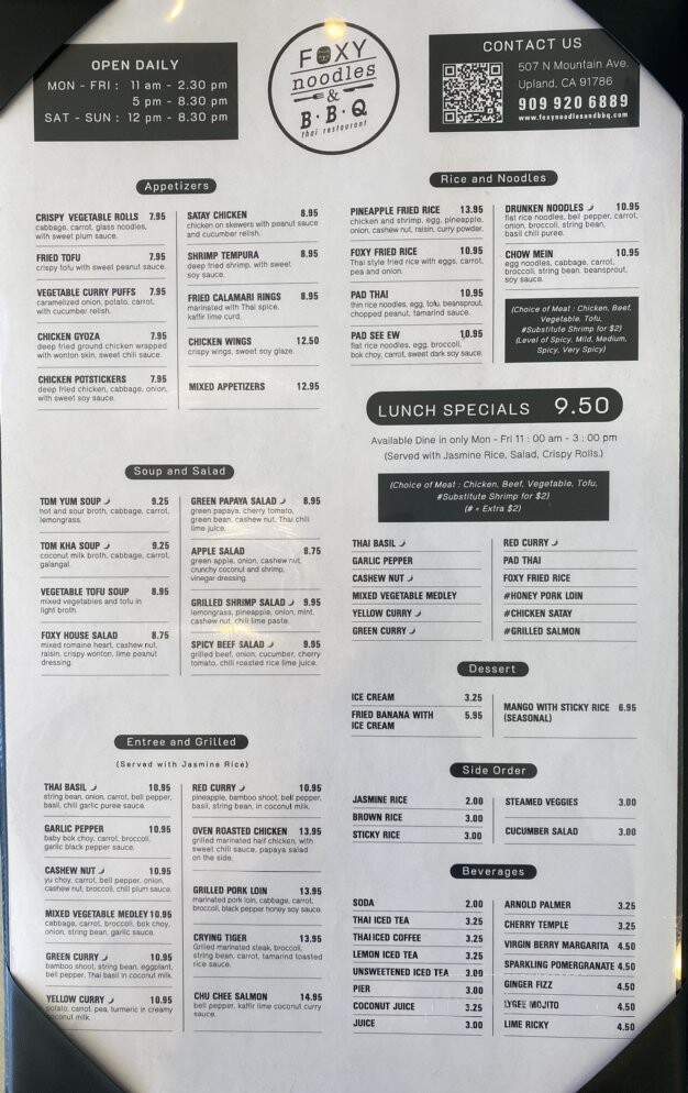 Foxy Noodles & BBQ - Upland, CA menu_pic