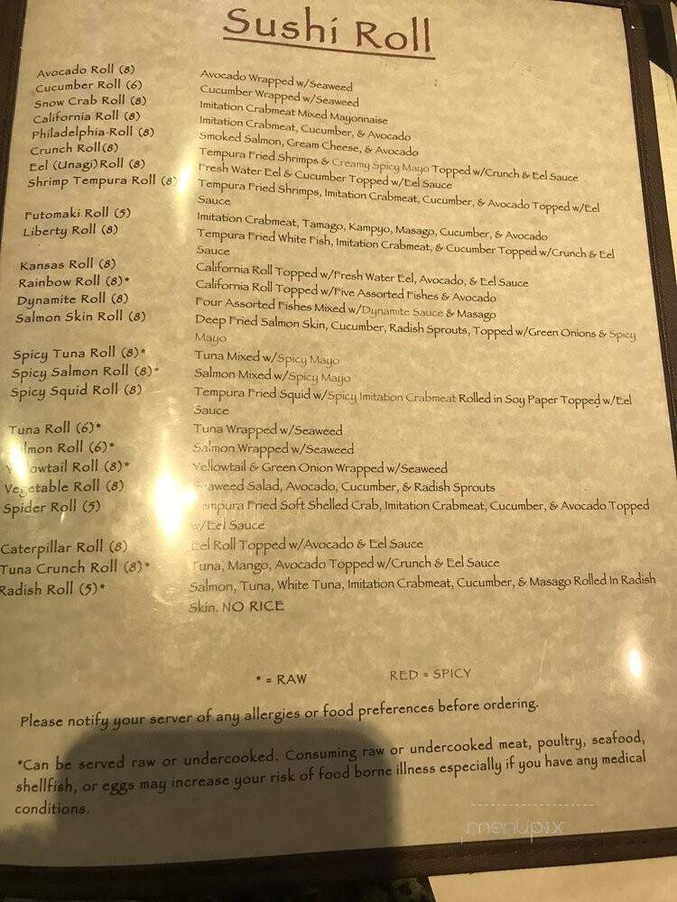 Fuji Sushi & Grill - Liberty, MO menu_pic