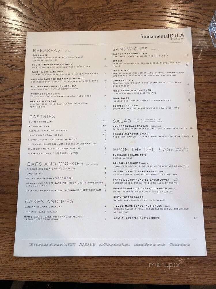 Fundamental DTLA - Los Angeles, CA menu_pic