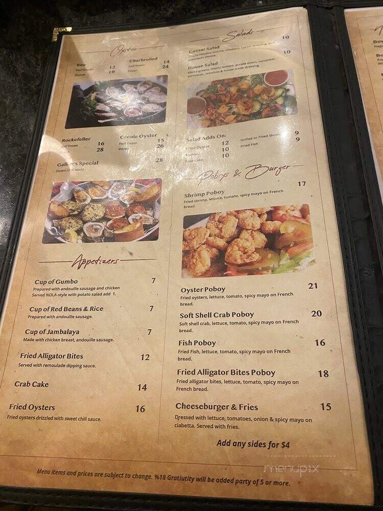 Gallier Restaurant & Oyster Bar - New Orleans, LA menu_pic