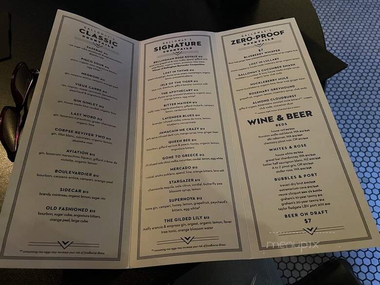 Galloway's Cocktail Bar - Bellingham, WA menu_pic