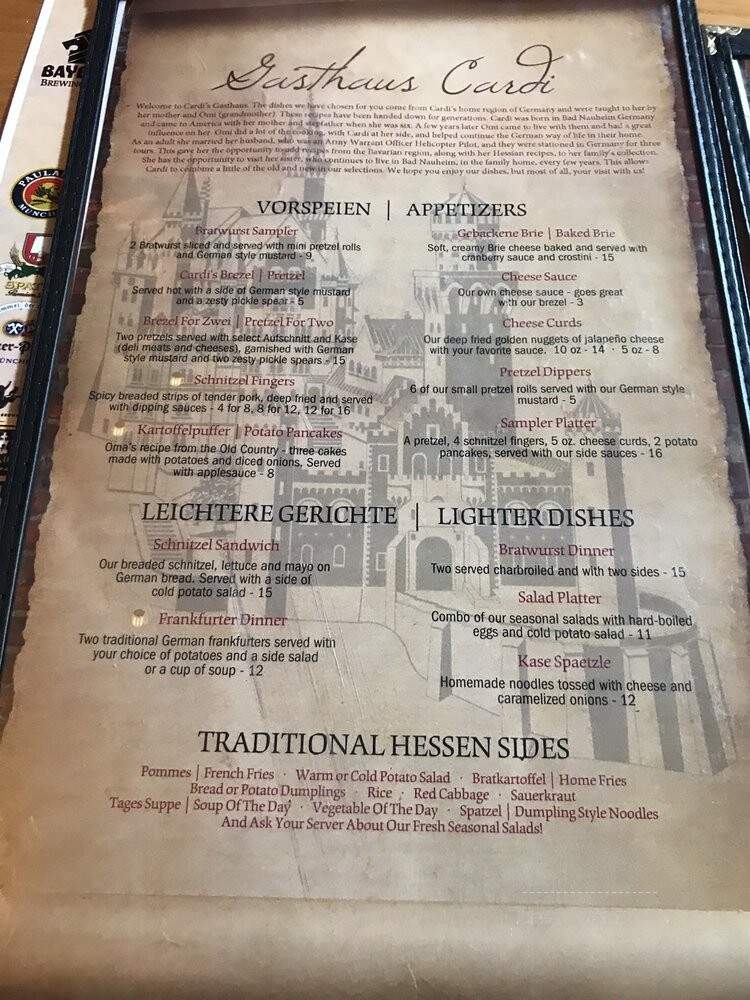 Gasthaus Cardi - Cody, WY menu_pic