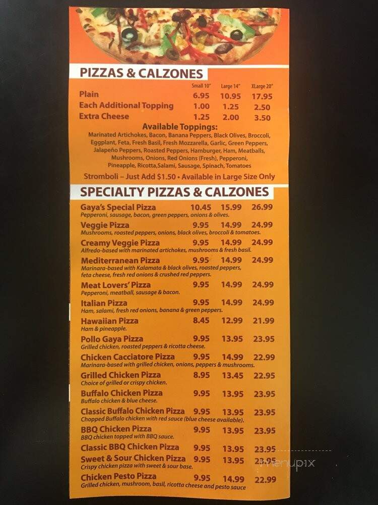 Gaya Pizzeria - Somerville, MA menu_pic