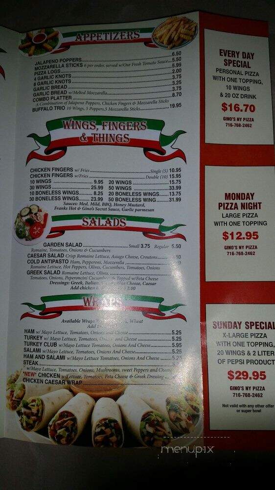 Gino's NY Pizza - Amherst, NY menu_pic