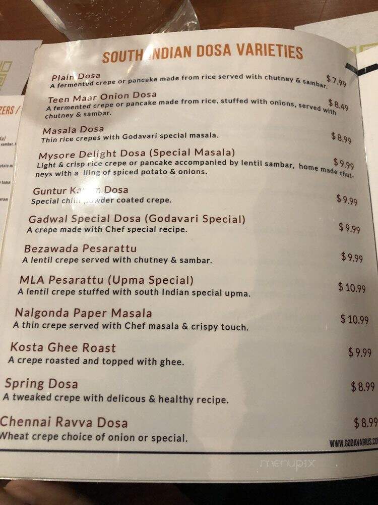 Godavari - Herndon, VA menu_pic