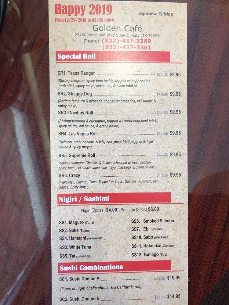 Golden Cafe - Katy, TX menu_pic