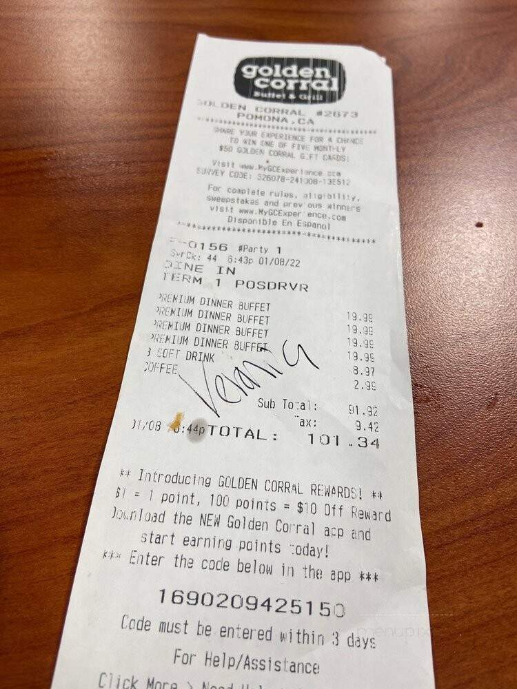 Golden Corral - Pomona, CA menu_pic