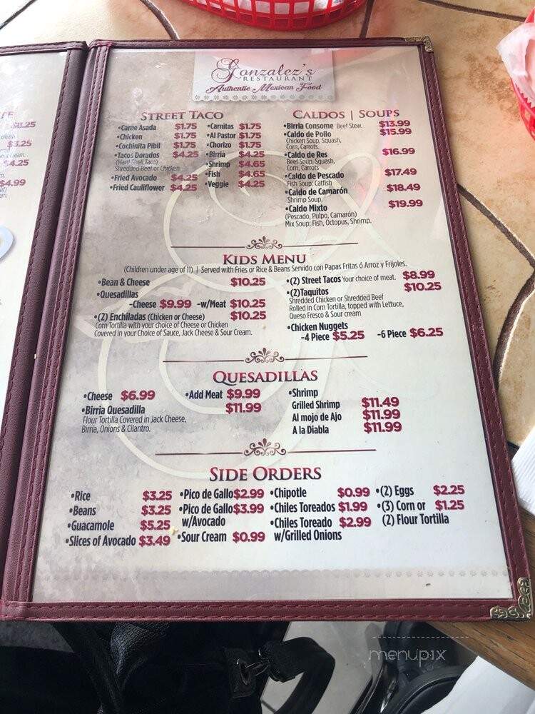 Gonzalez's Restaurant - Orange, CA menu_pic