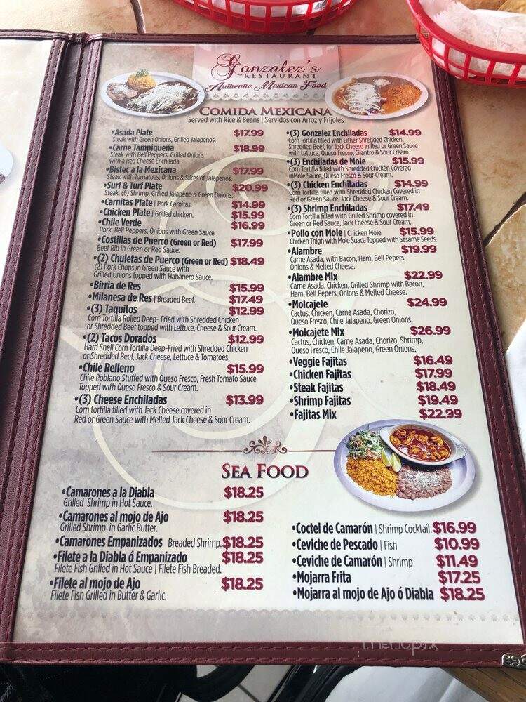Gonzalez's Restaurant - Orange, CA menu_pic
