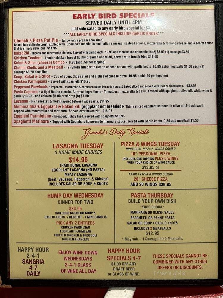 Goomba's Pizzeria - Clermont, FL menu_pic