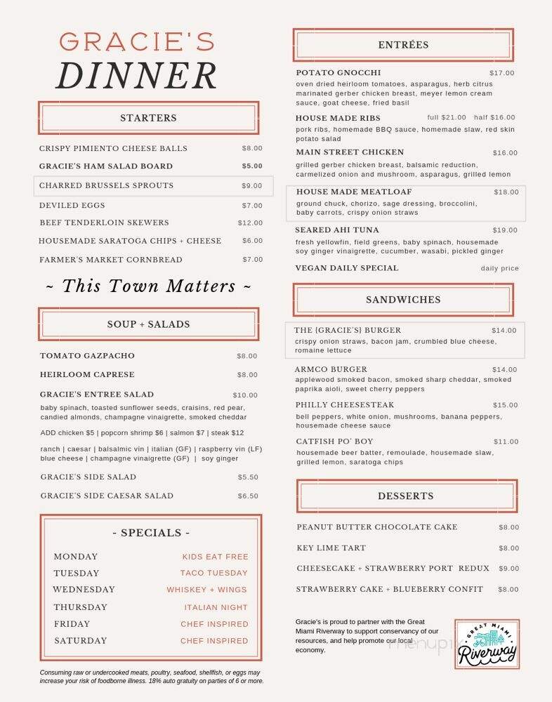 Gracie's Middletown - Middletown, OH menu_pic