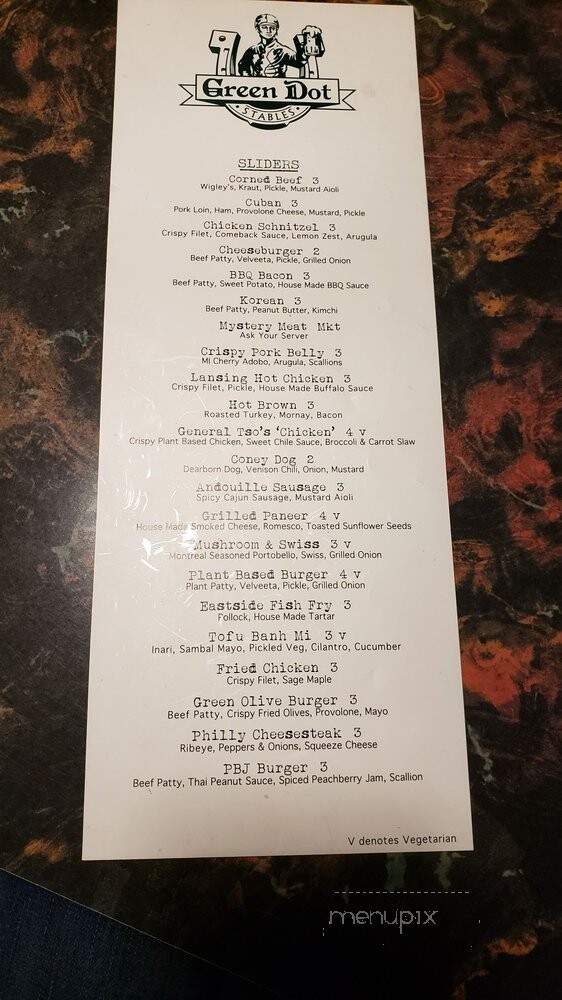 Green Dot Stables - Lansing, MI menu_pic