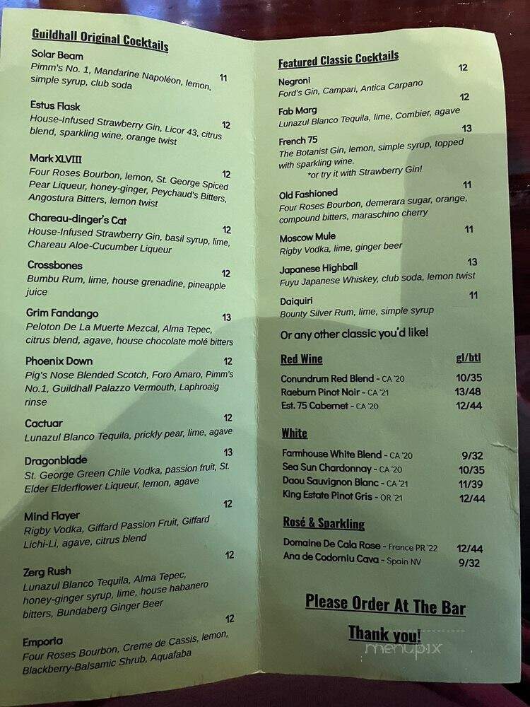 GuildHall - Burbank, CA menu_pic