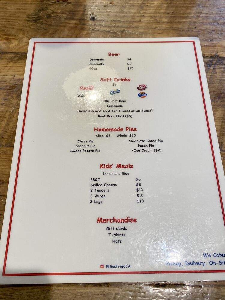 Gus's World Famous Fried Chicken - Burbank, CA menu_pic
