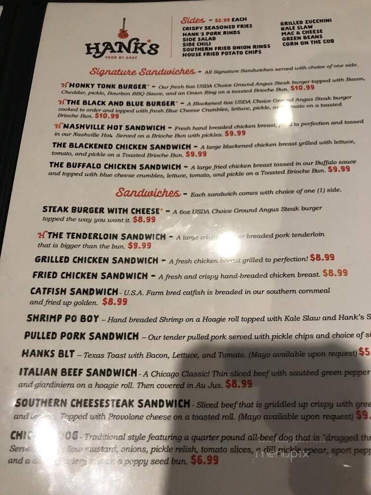 Hank's Honky Tonk - Murfreesboro, TN menu_pic