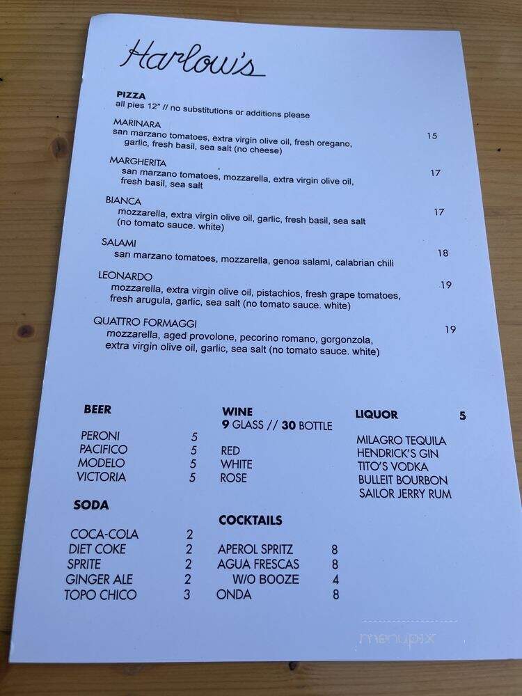 Harlow's - Lakewood, OH menu_pic