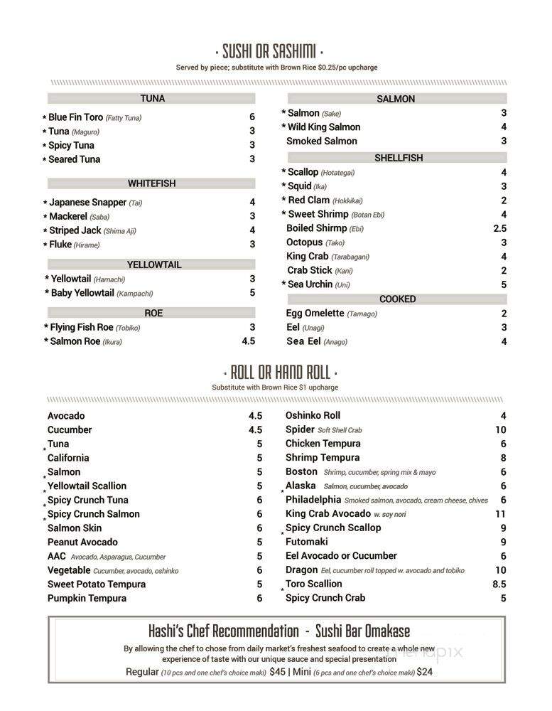 Hashi Sushi - New Canaan, CT menu_pic