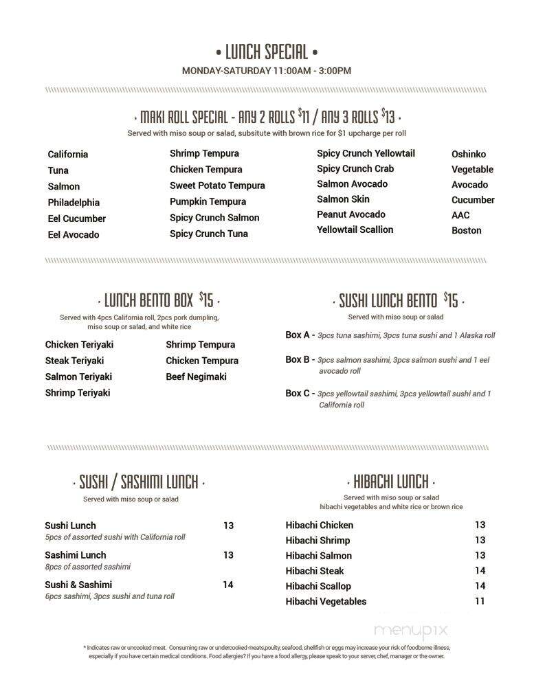 Hashi Sushi - New Canaan, CT menu_pic