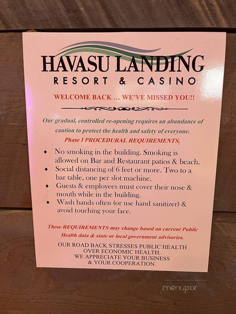 Havasu Landing Resort - Havasu Lake, CA menu_pic