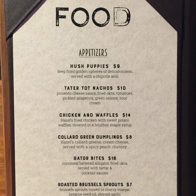 Hazel Southern Bar & Kitchen - San Francisco, CA menu_pic