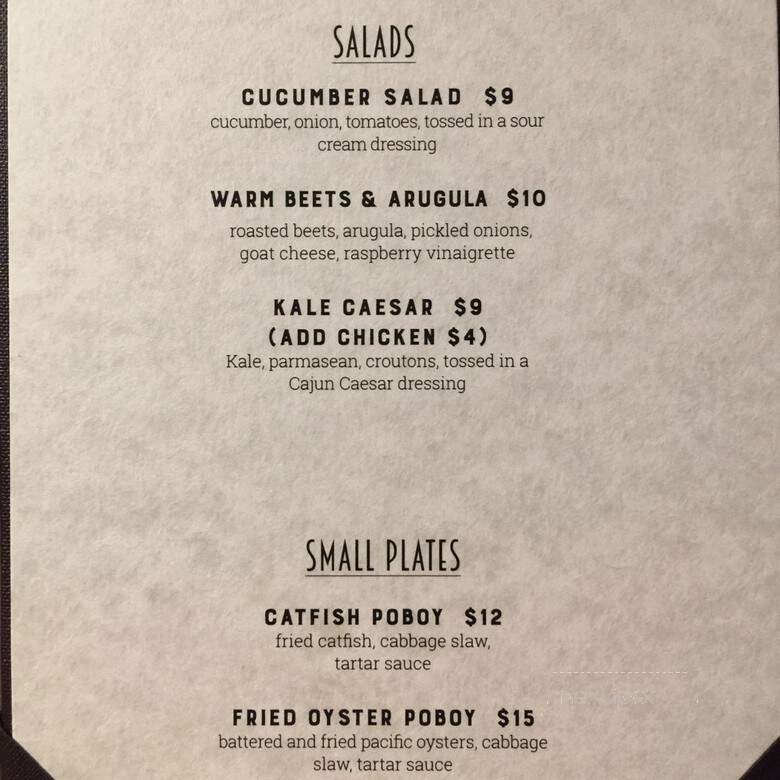 Hazel Southern Bar & Kitchen - San Francisco, CA menu_pic