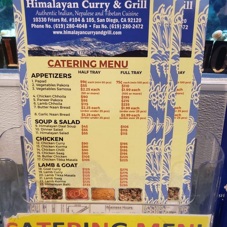 Himalayan Curry and Grill - San Diego, CA menu_pic