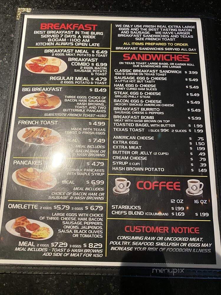 Homerun Harry's Sports Bar & Grille - Pittsburgh, PA menu_pic