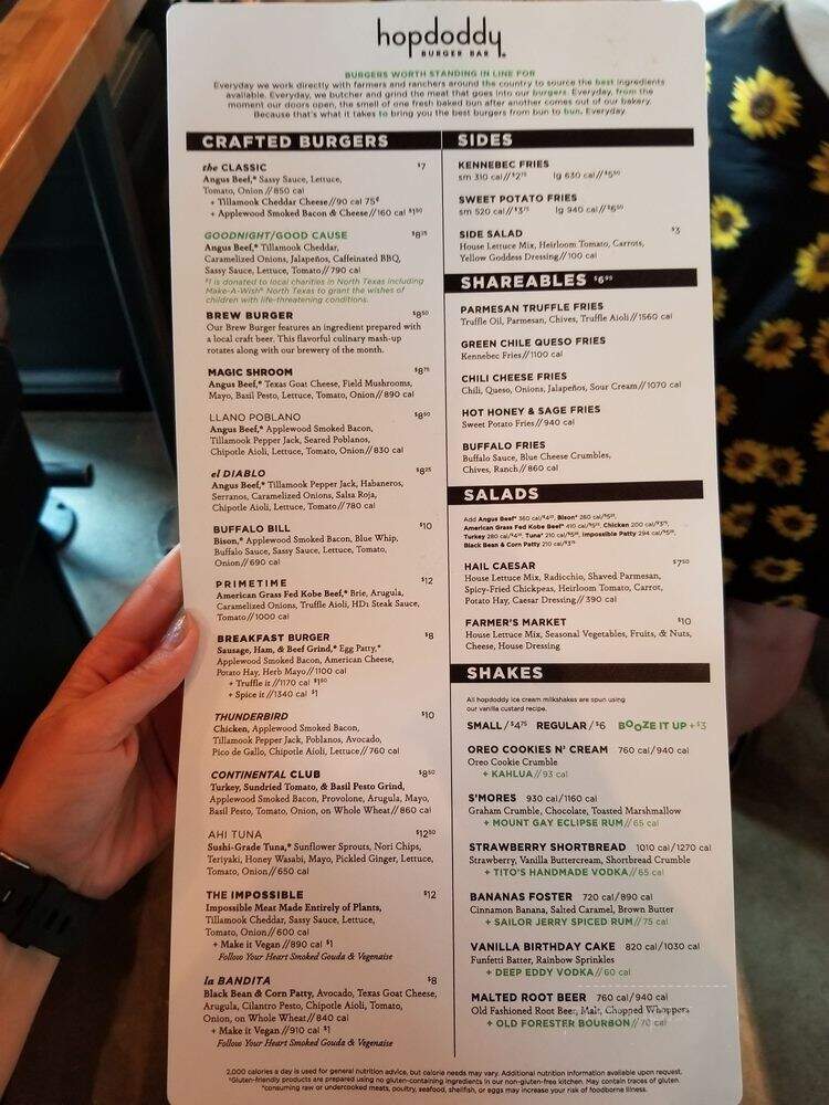 Hopdoddy Burger Bar - Fort Worth, TX menu_pic