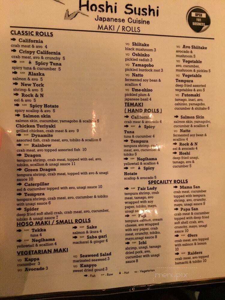 Hoshi Sushi - El Cerrito, CA menu_pic