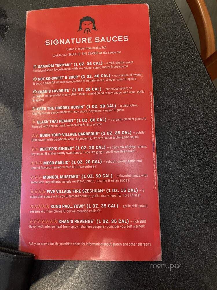 HuHot Mongolian Grill - Lake Delton, WI menu_pic