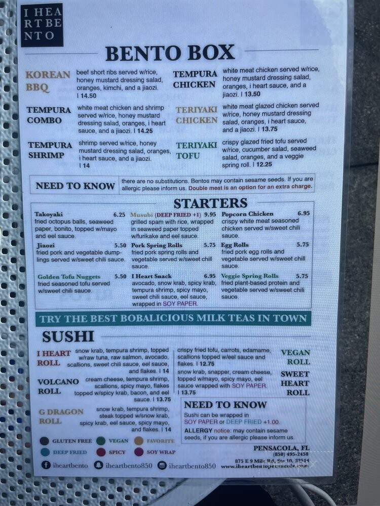 I Heart Bento - Pensacola, FL menu_pic
