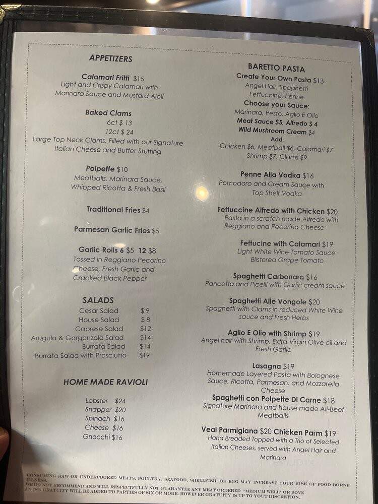Il Baretto - Plantation, FL menu_pic