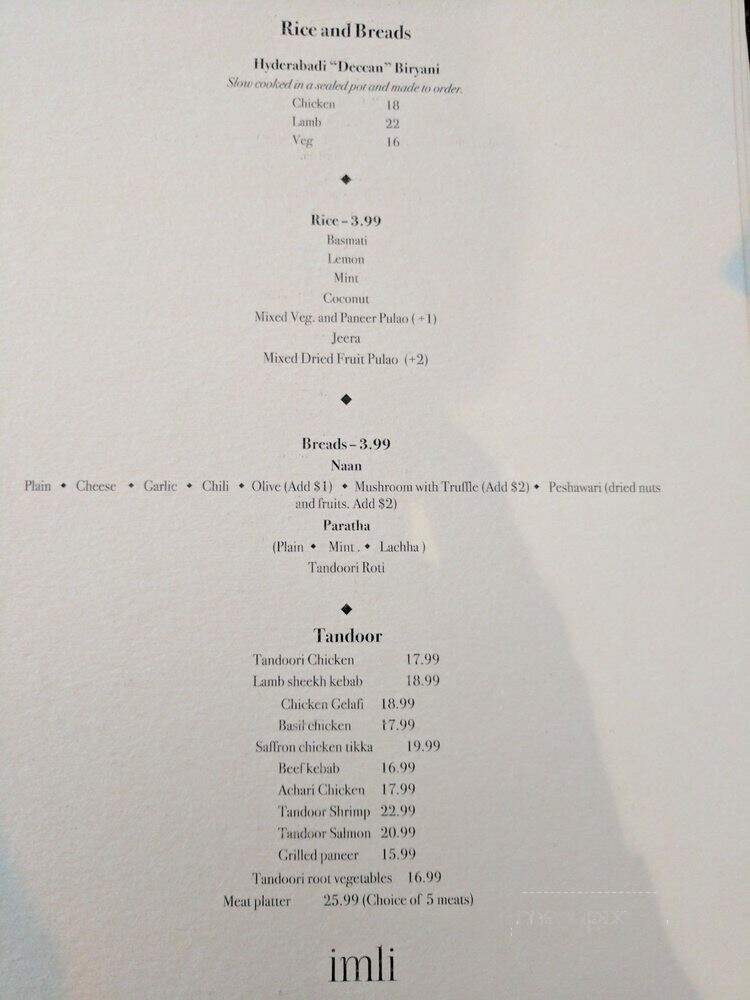 Imli Urban Indian Food - New York, NY menu_pic
