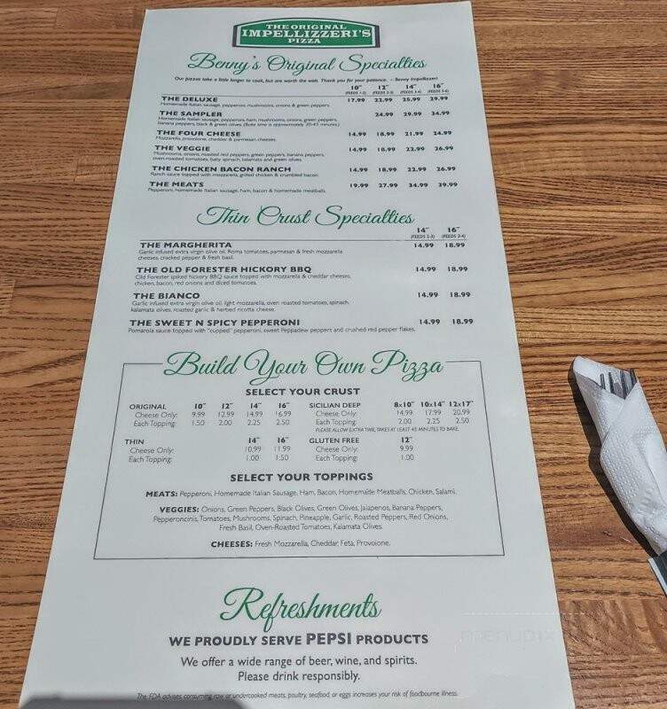 Impellizzeri's Pizza - Louisville, KY menu_pic